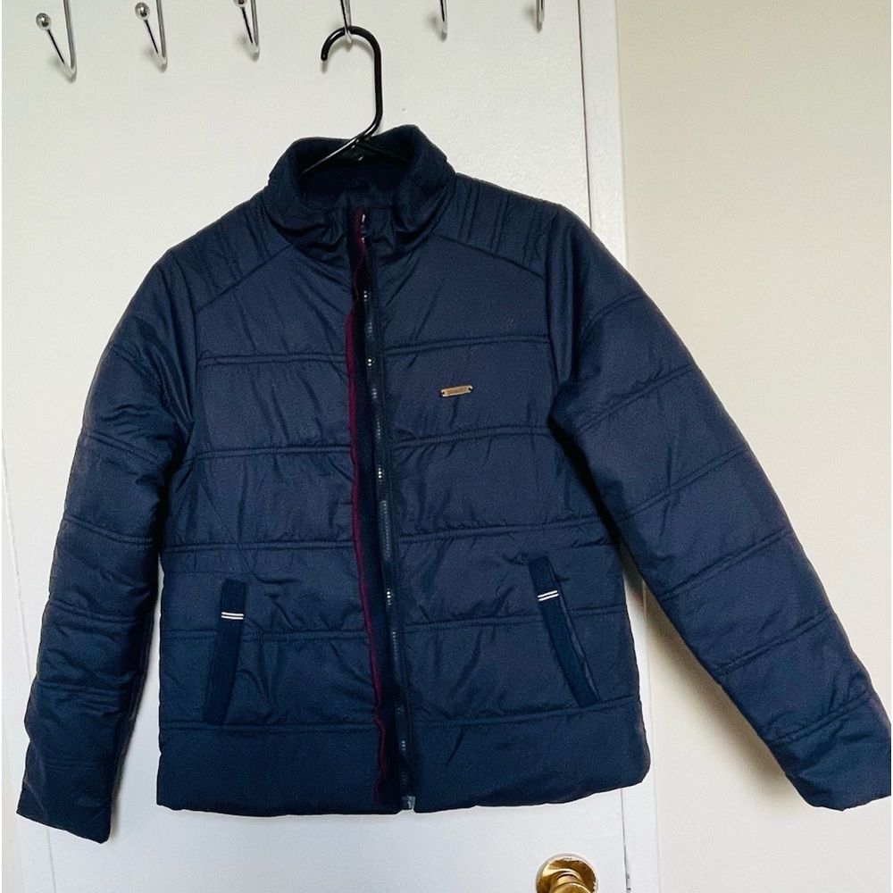 Women navy solid padded jacket